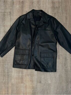 COACH Black Leather Men's Coat